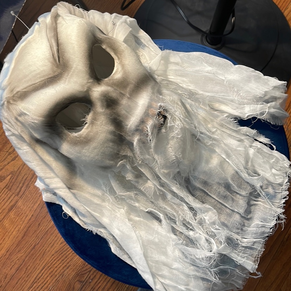 Scary hooded skull Halloween face mask